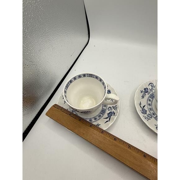 Set Of 2 Blue Nordic Blue Onion Johnson Brothers Ironstone Coffee Cup And Saucer - Picture 13 of 13